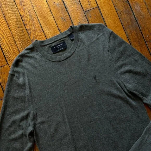 All Saints Khaki Crewneck Sweater - Picture 2 of 8